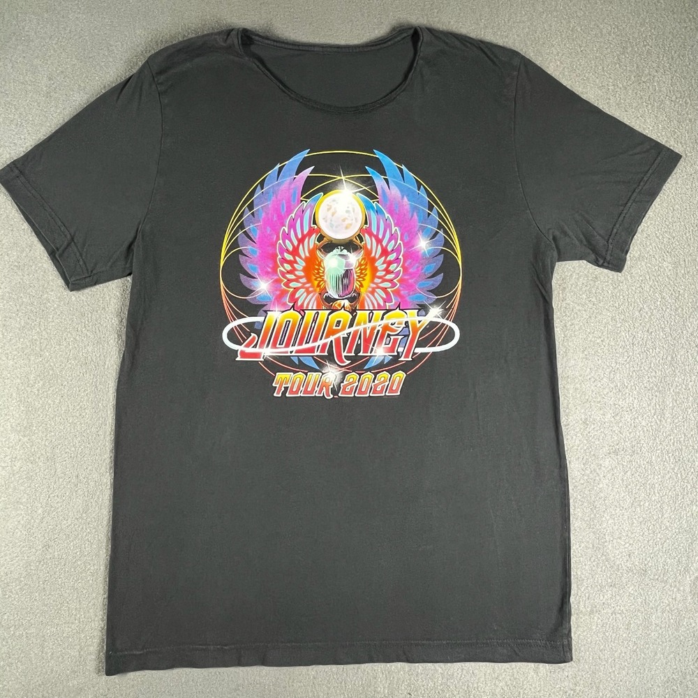 Journey Tour 2020 Graphic T-Shirt Size L Vintage Style Black Band Rock Concert